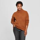 Women's Plus Size Mock Neck Pullover - Universal Thread Brown
