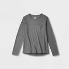 Men's Relaxed Fit Long Sleeve Adaptive Pocket T-shirt - Goodfellow & Co Gray