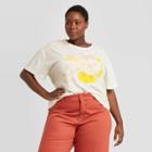 Women's Plus Size Quoted Short Sleeve Boxy T-shirt - Universal Thread Cream