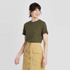 Women's Slim Fit Short Sleeve Cuff T-shirt - A New Day Green