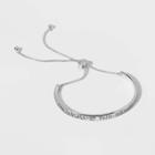 No Brand Silver Plated Faith Graffiti Design Adjustable Bolo Bracelet - Silver Gray, Women's