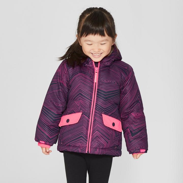 Toddler Girls' Herringbone Ski Jacket - Cat & Jack Navy