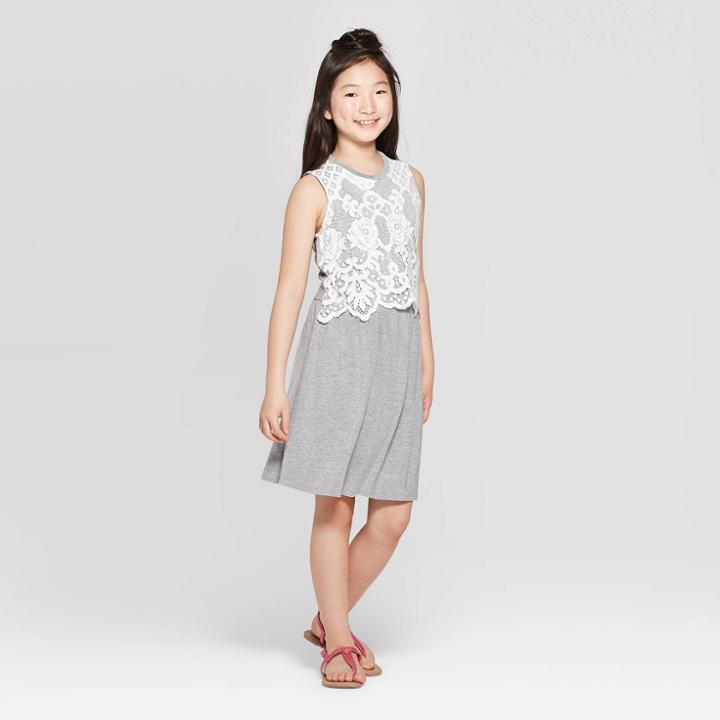 Girls' Laced Dress - Art Class Gray