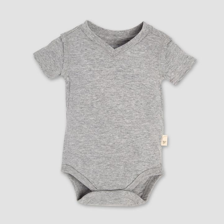 Burt's Bees Baby Short Sleeve V-neck Bodysuit - Heather Gray