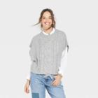 Women's Crew Neck Cable Knit Sweater Vest - Universal Thread Gray
