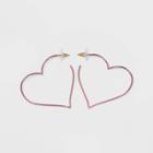 Sugarfix By Baublebar Metallic Heart Hoop Earrings - Rose Pink