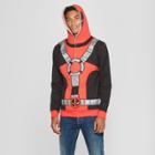 Men's Marvel Deadpool Zip-up Long Sleeve Hooded Sweatshirt - Red