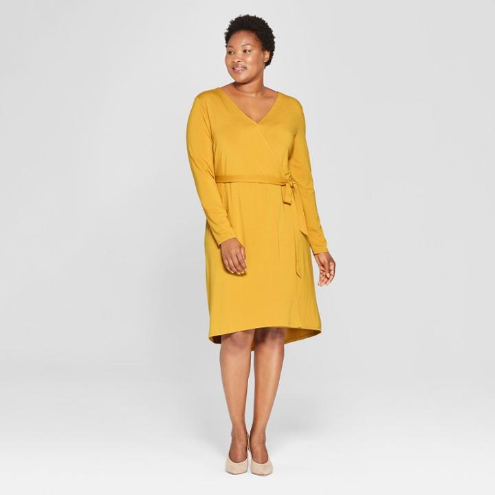 Women's Plus Size Wrap Dress - Ava & Viv Gold