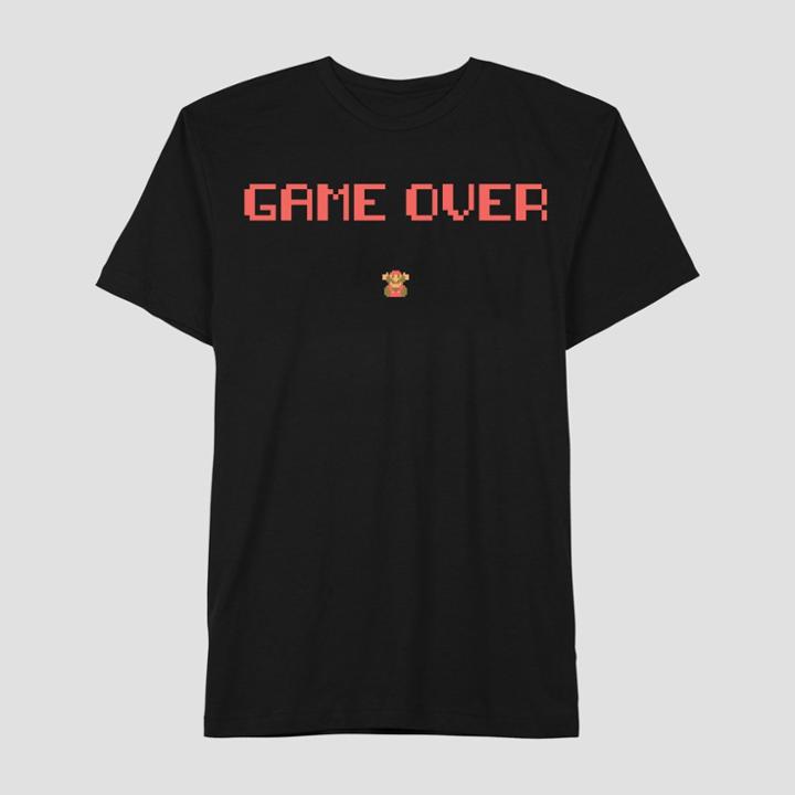 Nintendo Boys' Super Mario Game Over Short Sleeve T-shirt - Black -