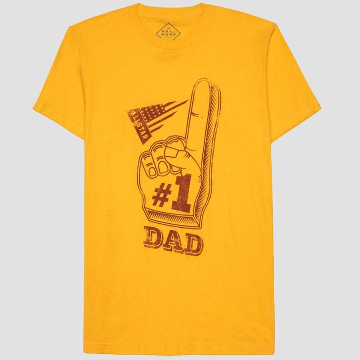 Well Worn Men's Dad Foam Finger Short Sleeve Graphic T-shirt Gold Band