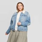 Women's Plus Size Sherpa Collared Denim Jacket - Universal Thread Light Wash X, Women's, Blue