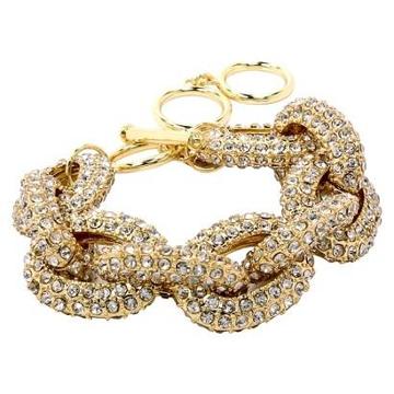 Tanya Creations, Inc. Pave Stone Link Bracelet - Gold