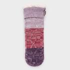 Muk Luks Women's Cable Slipper Socks With Grippers - Purple