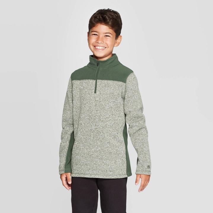 Boys' Fleece 1/4 Zip Sweater - C9 Champion Spruce Pine Green Luck Heather M, Boy's, Size: Medium, Green Green Green
