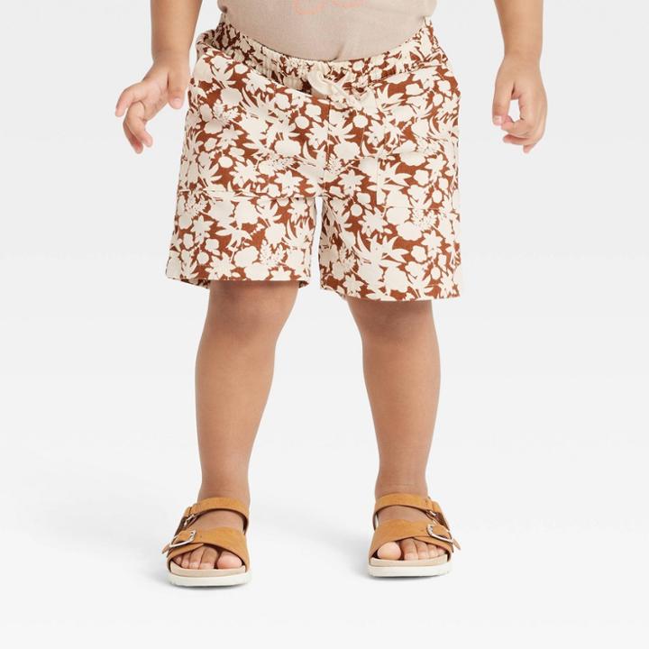 Toddler Floral Pull-on Shorts - Cat & Jack Brown