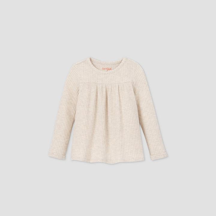 Toddler Girls' Cozy Waffle Long Sleeve T-shirt - Cat & Jack Cream