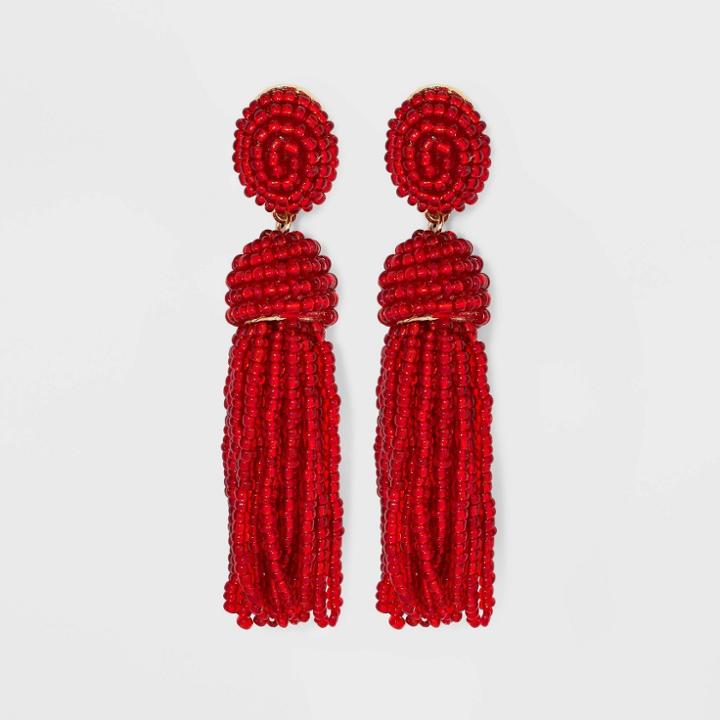 Sugarfix By Baublebar Polished Beaded Tassel Earrings - Dark Red