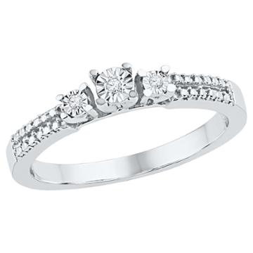 Target 0.03 Ct. T.w. Round Diamond Miracle Set Three Stone Ring In Sterling Silver (7), Girl's, White