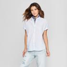 Women's Striped Short Sleeve Button-down - Universal Thread Blue