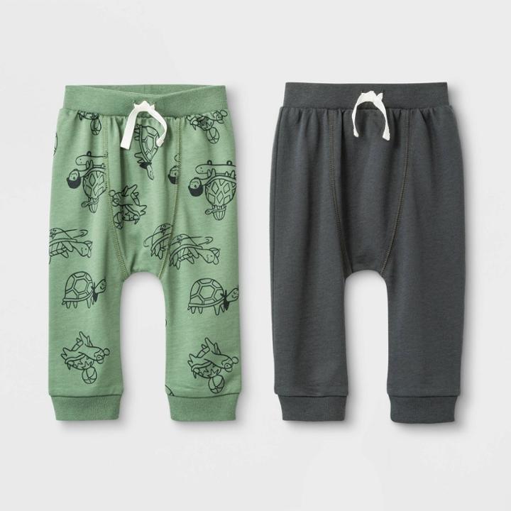 Baby Boys' 2pk Harem Turtles Jogger Shorts Set - Cat & Jack Green/gray 6-9m, Boy's, Gray/green