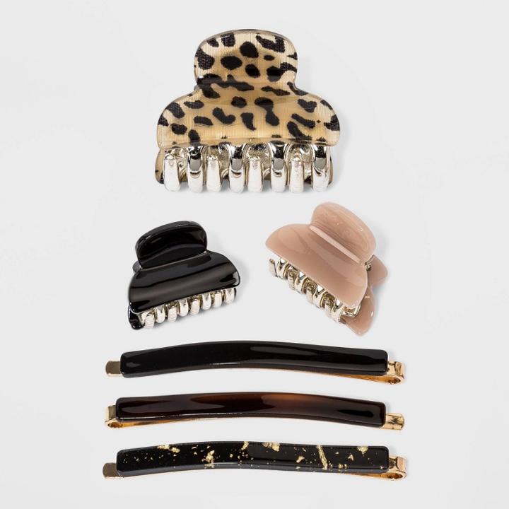 Mixed Hair Clips 6pc - Wild Fable Brown
