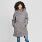 Women's Long Quilted Puffer Jacket - A New Day Gray