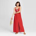 Women's Embroidered Maxi Dress - Xhilaration Red
