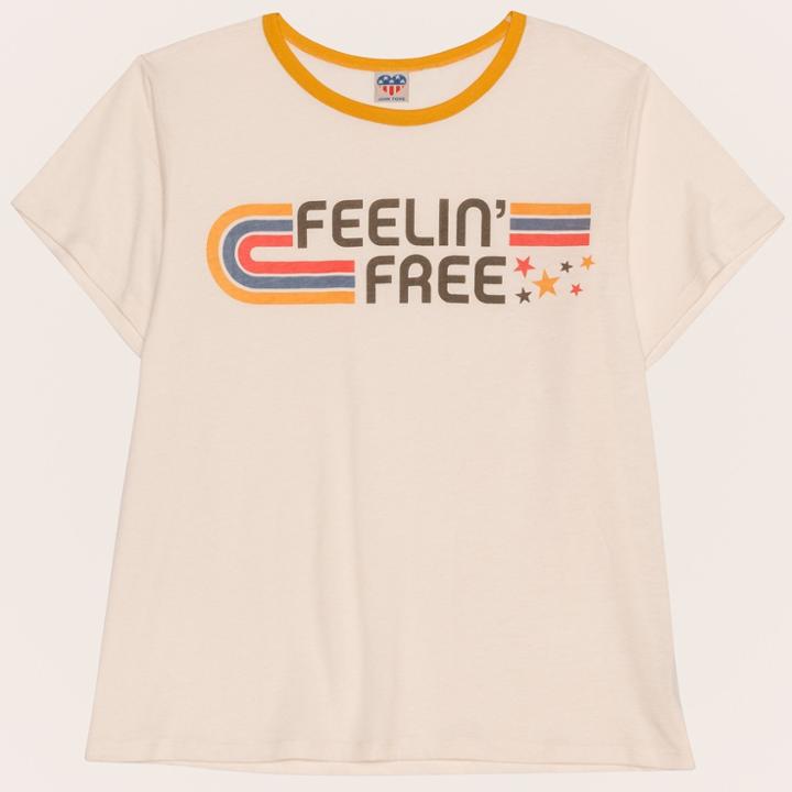 Junk Food Women's Feelin' Free Short Sleeve Ringer T-shirt - White