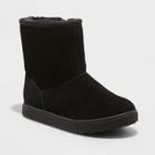 Girls' Hannah Zipper Slip-on Winter Shearling Style Boots - Cat & Jack Black