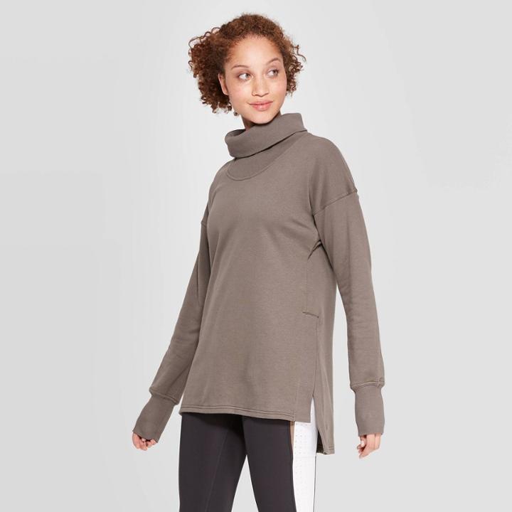 Women's Authentics Long Sleeve French Terry Pullover - C9 Champion Brown M,