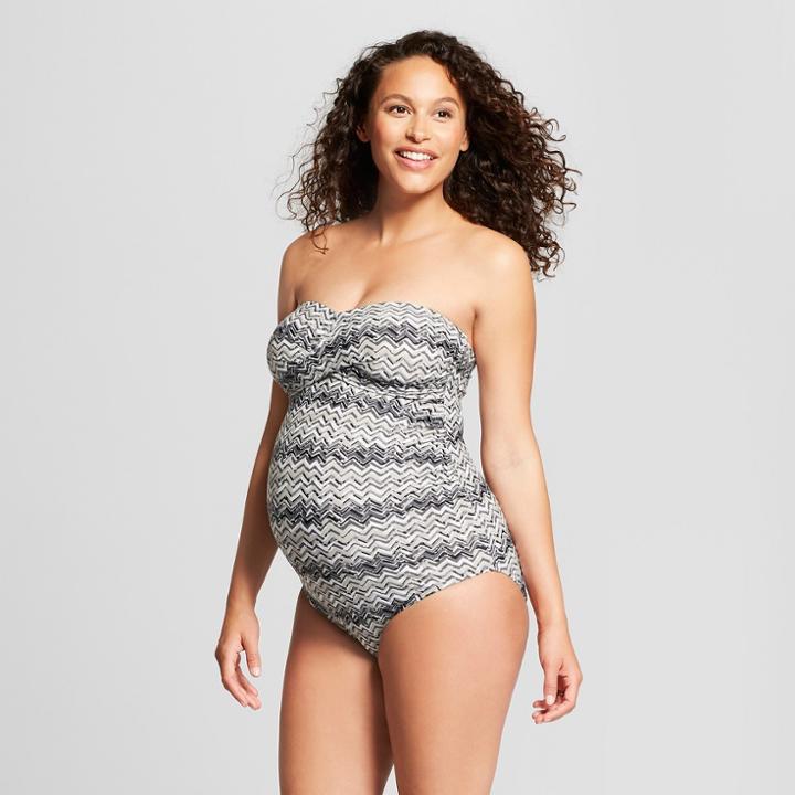 Maternity Wrap Bandeau One Piece - Isabel Maternity By Ingrid & Isabel Gray Chevron