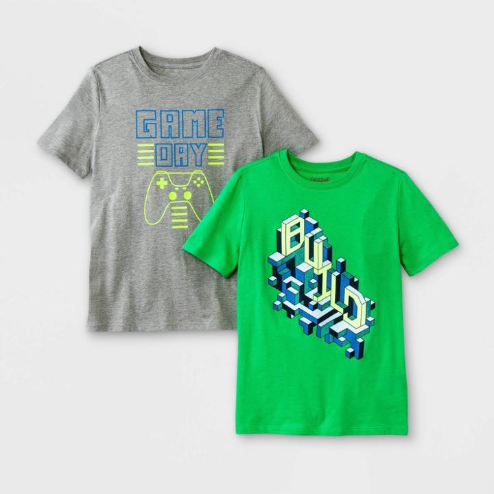 Boys' 2pk Graphic Short Sleeve T-shirt - Cat & Jack Green/light Gray