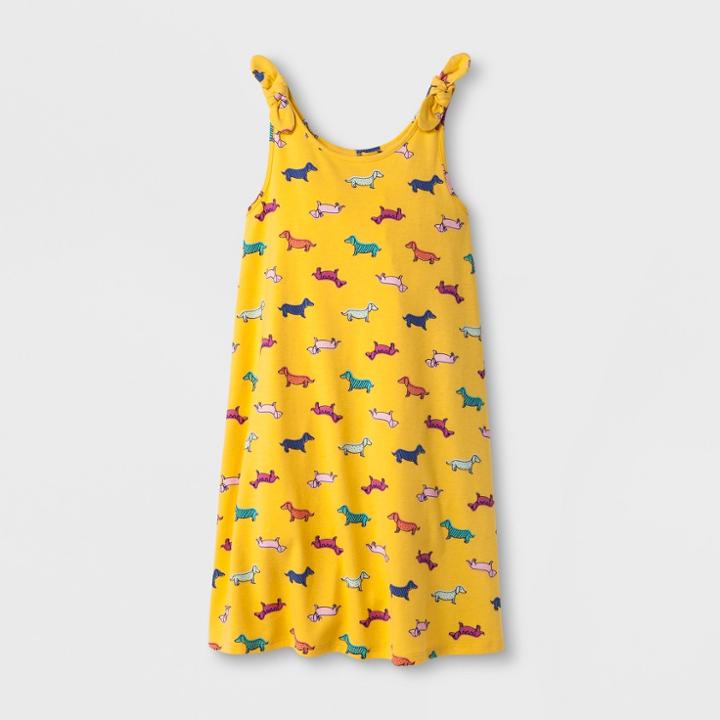 Girls' Dog Print Knit Dress - Cat & Jack Yellow