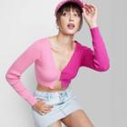 Women's Cropped Cardigan - Wild Fable Pink Colorblock