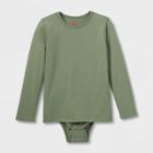 Kids' Adaptive Long Sleeve Bodysuit With Abdominal Access - Cat & Jack Army Green