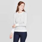 Women's Leopard Print Long Sleeve Ribbed Cuff Crewneck Pullover Sweater - A New Day Heather Gray