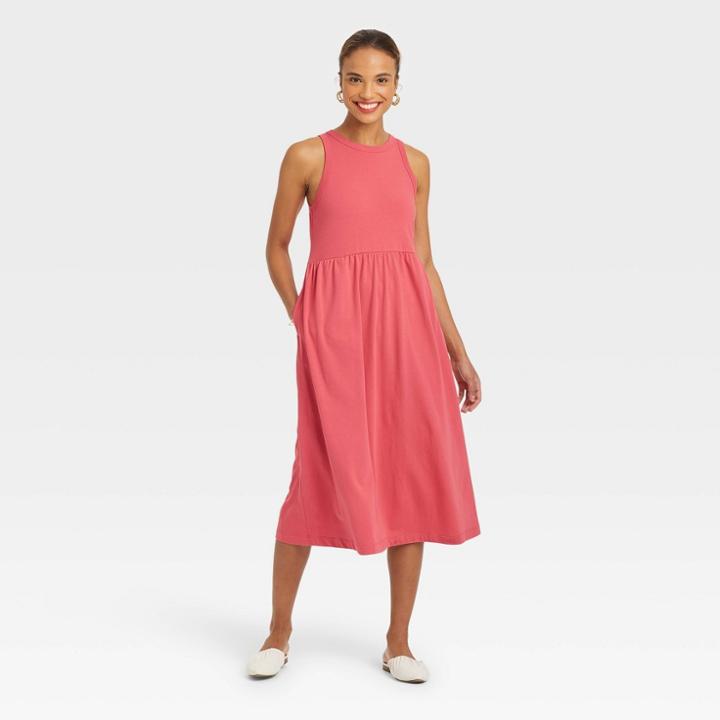 Women's Sleeveless Knit Ballet Dress - A New Day Dark Pink