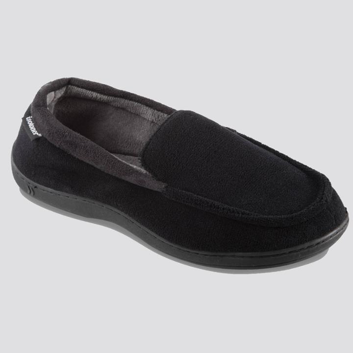 Isotoner Men's Microterry Jared Moccasin Slippers - Black