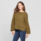 Women's Cable Sleeve Pullover - Universal Thread M Olive (green)