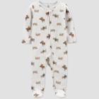 Baby Boys' Moose Footed Pajama - Just One You Made By Carter's Oatmeal Heather Newborn, Grey