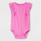 Baby Girls' Rib Ruffle Short Sleeve Bodysuit - Cat & Jack Pink Newborn