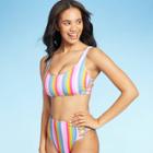 Women's Strappy Side Bralette Bikini Top - Xhilaration Bright Stripe D/dd Cup, Women's,