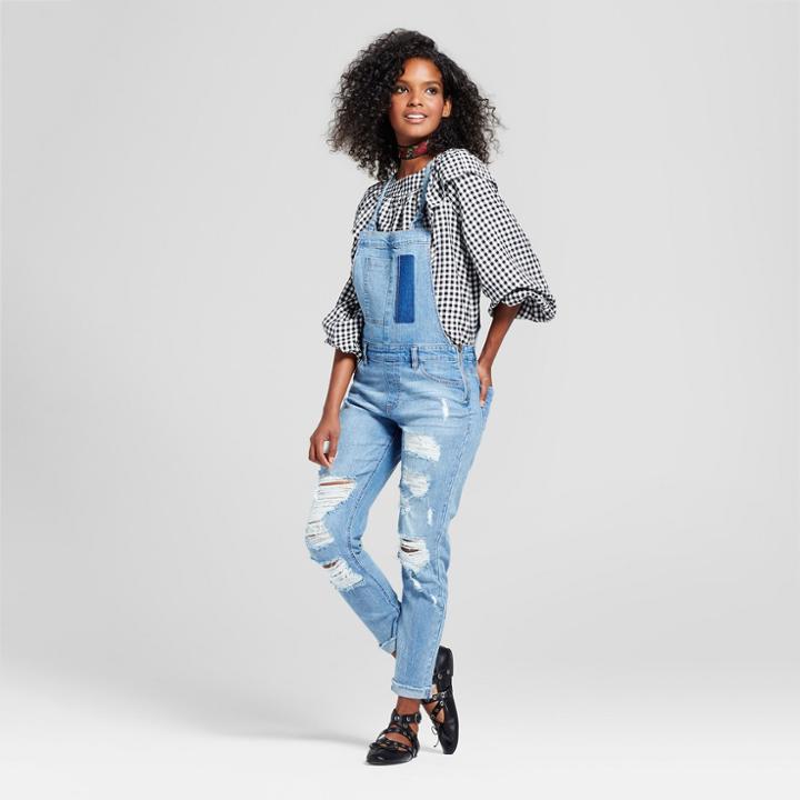 Women's Destructed Denim Overalls - Almost Famous (juniors')