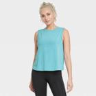 Women's Active Cinch Crop Tank Top - All In Motion Teal Blue