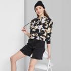 Women's Cropped Hoodie - Wild Fable Black Tie-dye
