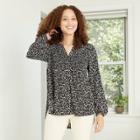 Women's Long Sleeve Smocked Button-front Top - Knox Rose Black