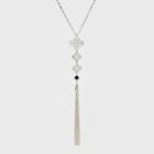 Three Filigree And Chain Tassel Long Necklace - A New Day Silver,