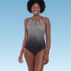 Women's Slimming Control High Neck Keyhole One Piece Swimsuit - Dreamsuit By Miracle Brands Black