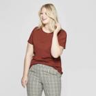Women's Plus Size Short Sleeve Crew Neck T-shirt - Ava & Viv Brown