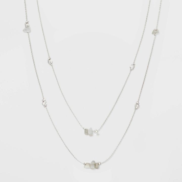 Semi-precious Crystal Nugget Wrap Necklace - Universal Thread White, Women's